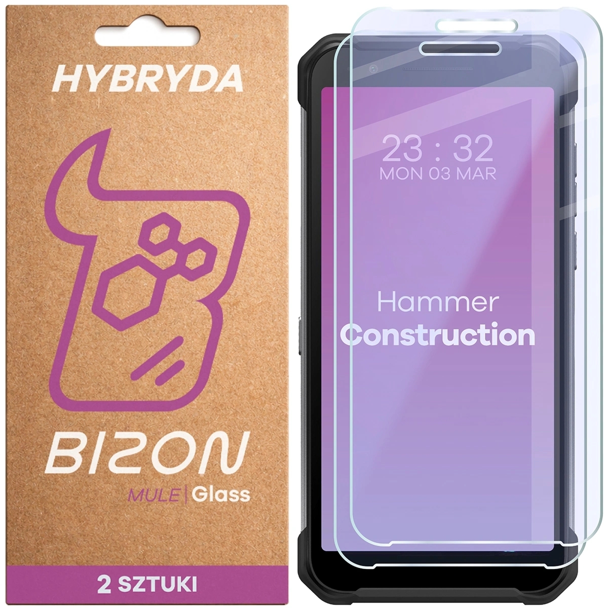 Elastyczne szkło hybrydowe Bizon Hybrid Mule Duo do HAMMER Construction, 2 sztuki
