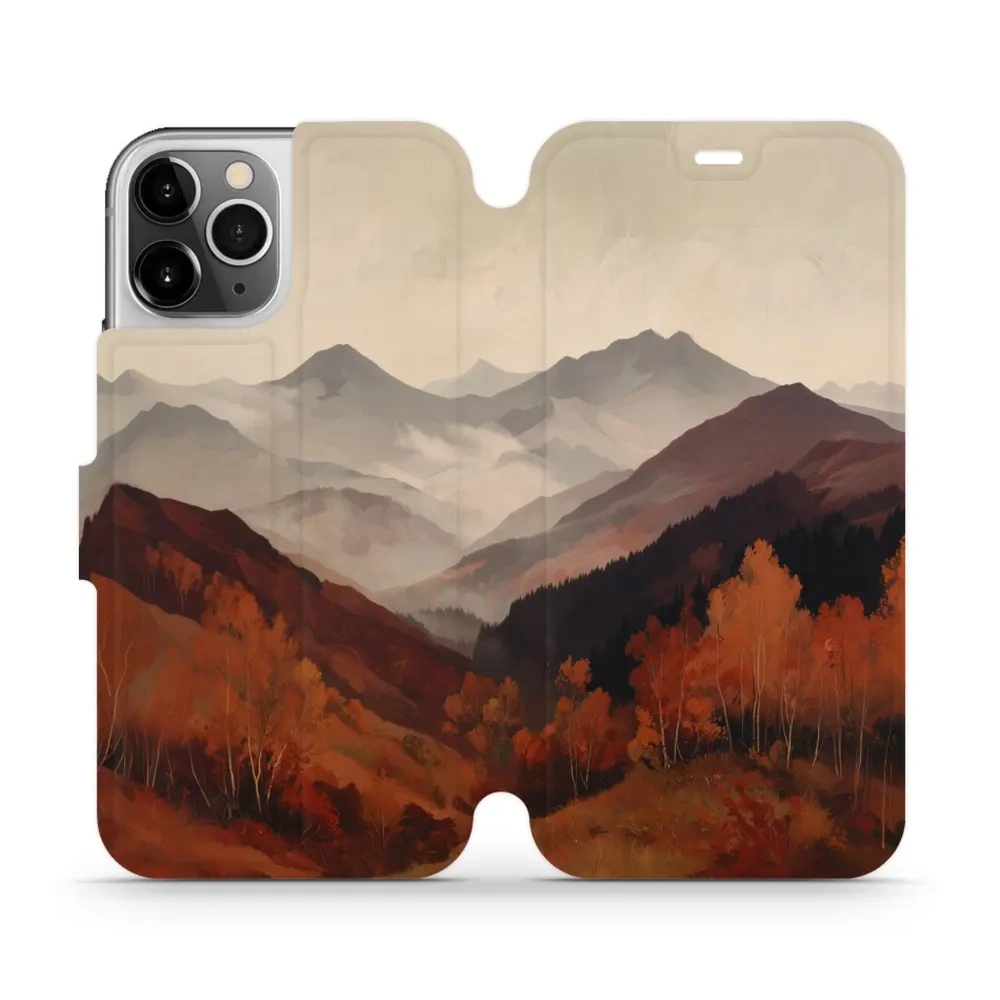 Etui z klapką do iPhone 12 Pro, Mobiwear Book, mglista dolina w górach