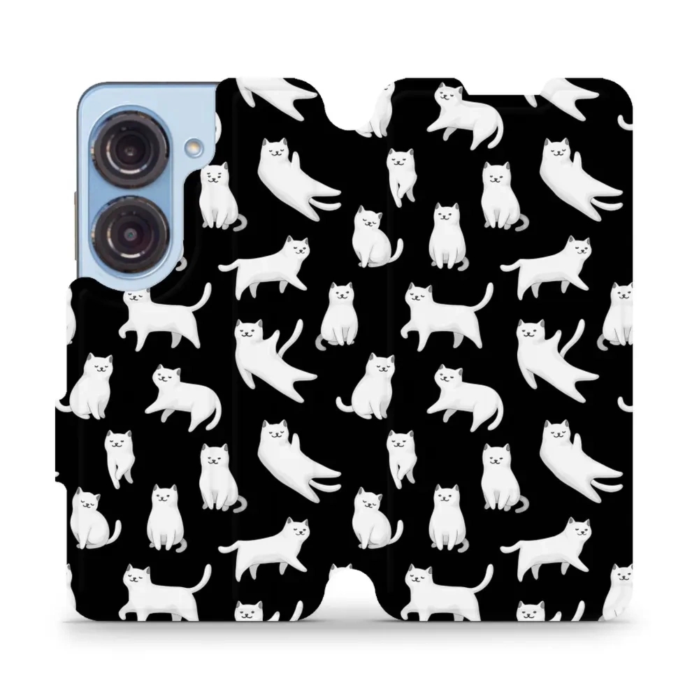 Etui z klapką do Asus Zenfone 9, Mobiwear Book, kotki luna