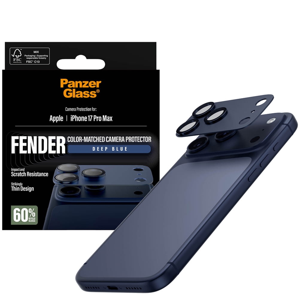 OUTLET: Szkło hartowane na aparat PanzerGlass Fender Camera Protector do iPhone 17 Pro Max, granatowe