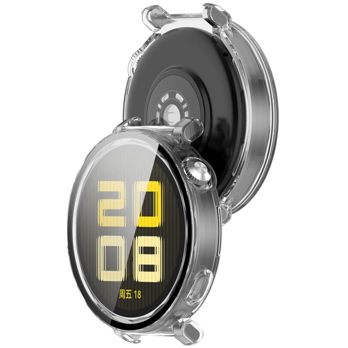 Etui ze szkłem do zegarka Bizon Case Watch Adamo do Huawei Watch GT 5 Pro 42 mm przeźroczyste
