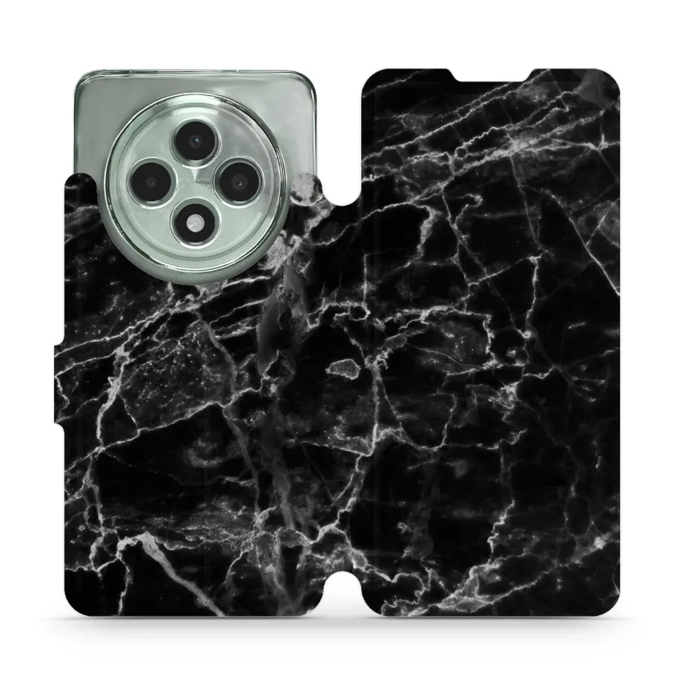 Etui z klapką do Oppo Reno 12 F, Mobiwear Book, czarny marmur
