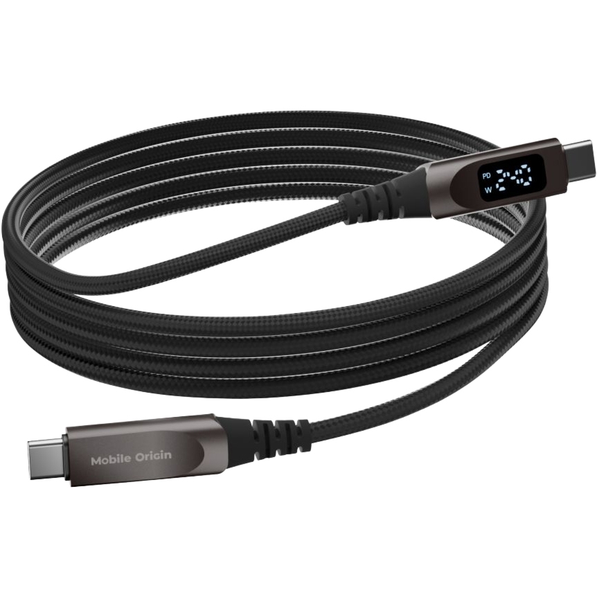 Kabel z wyświetlaczem USB-C – USB-C 240W, Mobile Origin CB4, Power Delivery 3.1, 1.5m, czarny