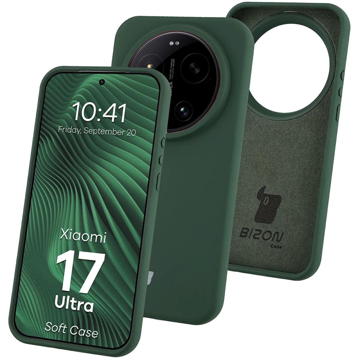 Silikonowe etui Bizon Soft Case do Xiaomi 17 Ultra, ciemnozielone