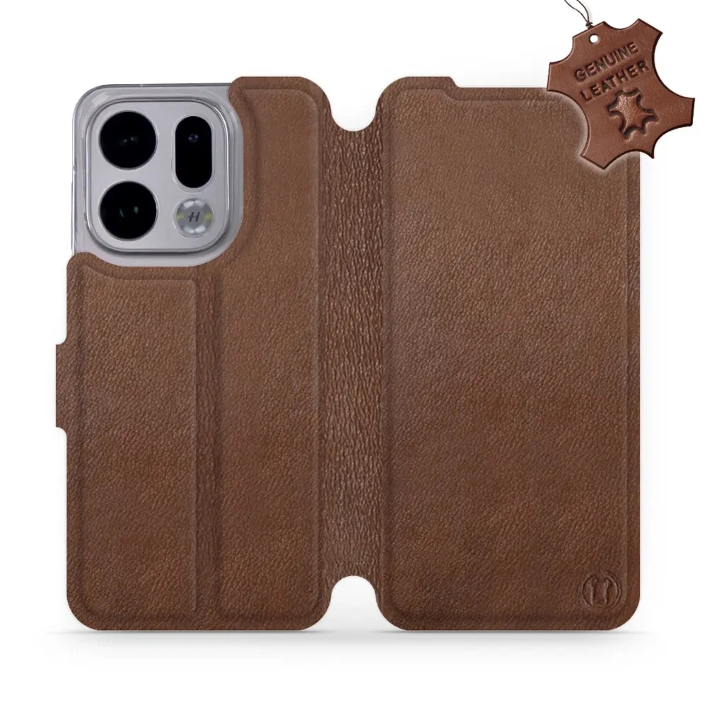 Etui z naturalnej skóry do Oppo Find X9, Mobiwear Leather, brązowe