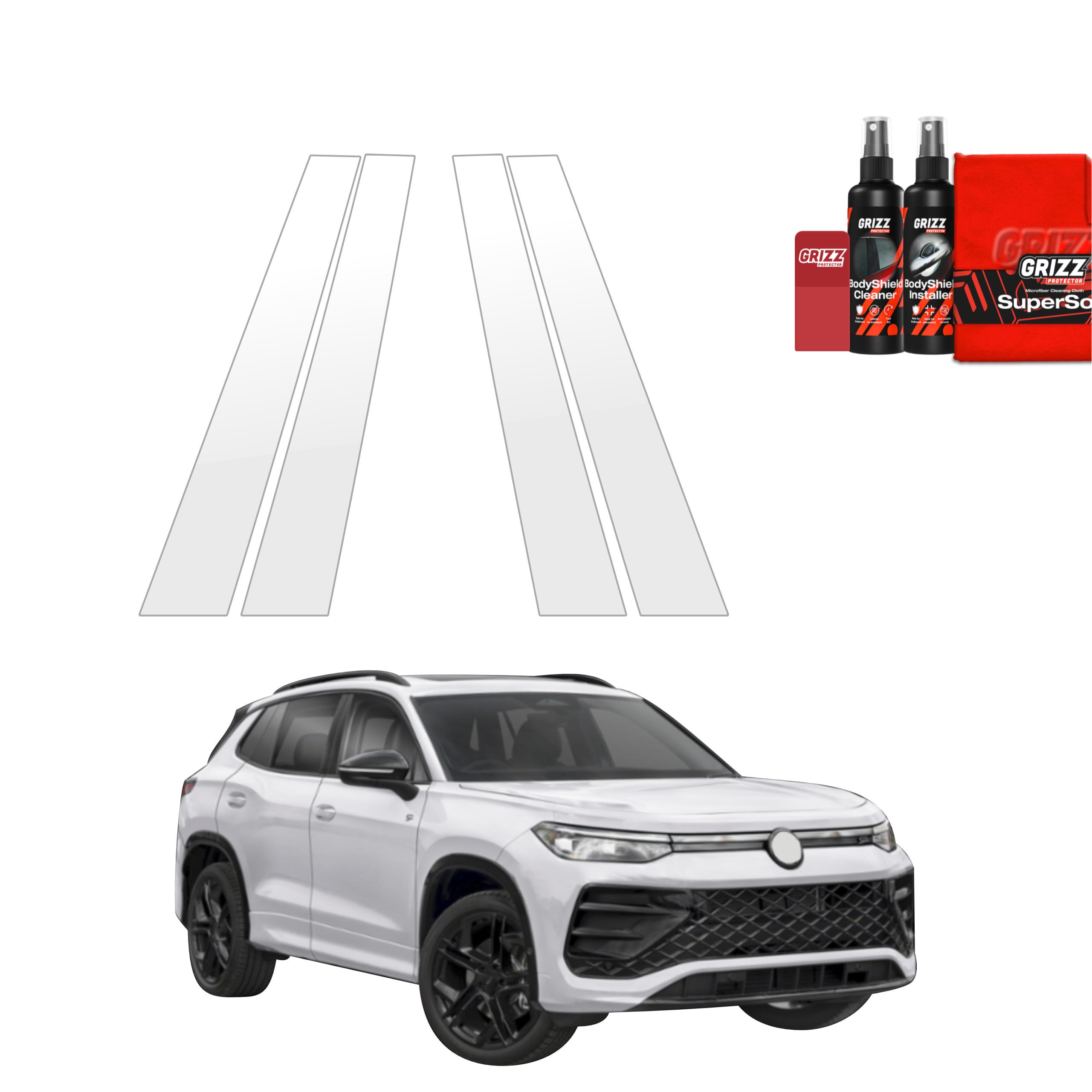 4w1 Bezbarwna folia ochronna Grizz Protector na słupki Volkswagen Tiguan (2023-2026)