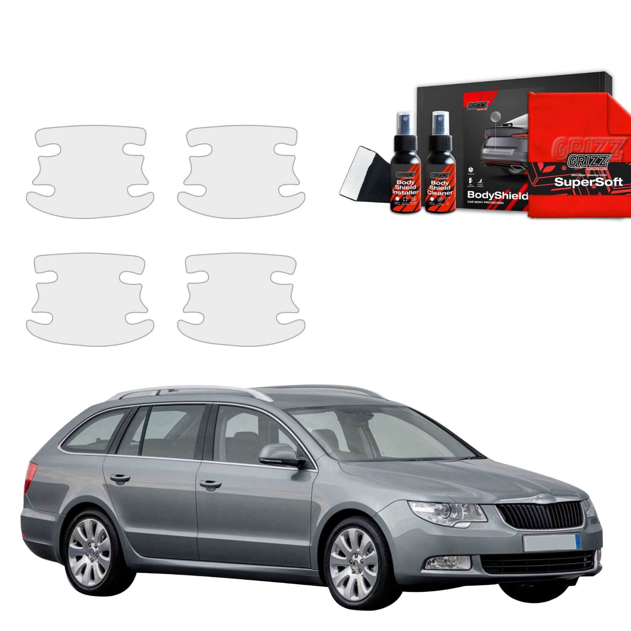 4w1 Folia ochronna pod klamki Grizz Protector do Skoda Superb 2 Kombi (2009-2013)