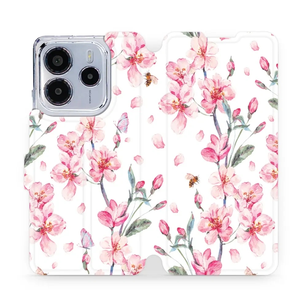 Etui z klapką do Xiaomi Redmi Note 14 4G, Mobiwear Book, różowa wiosna