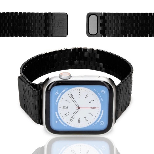 Image of Pasek ze stali nierdzewnej Bizon Strap Watch Titanium do Apple Watch 44/45/46/49mm, czarny