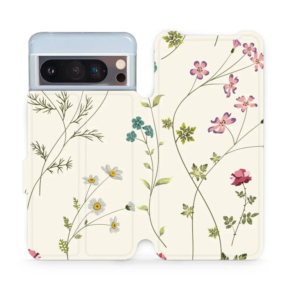 Etui z klapką do Google Pixel 8 Pro, Mobiwear Book, polne kwiaty