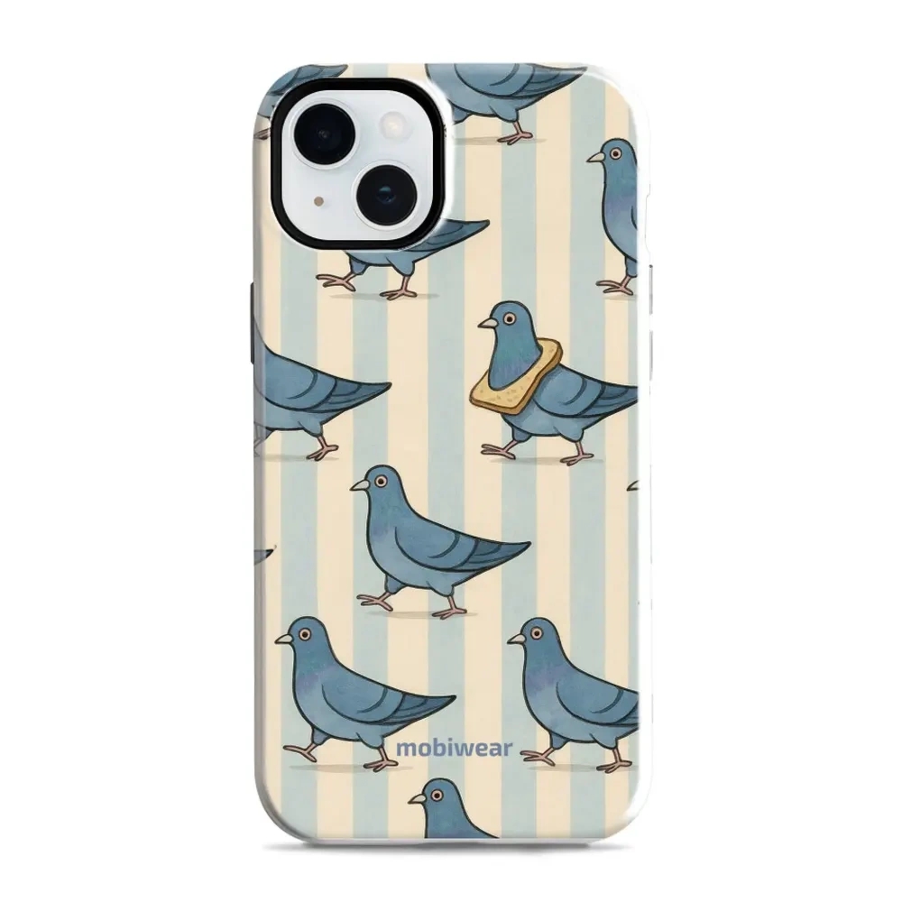 Etui ochronne do iPhone 15 Plus, Mobiwear Elite Pro, błękitne gołębie