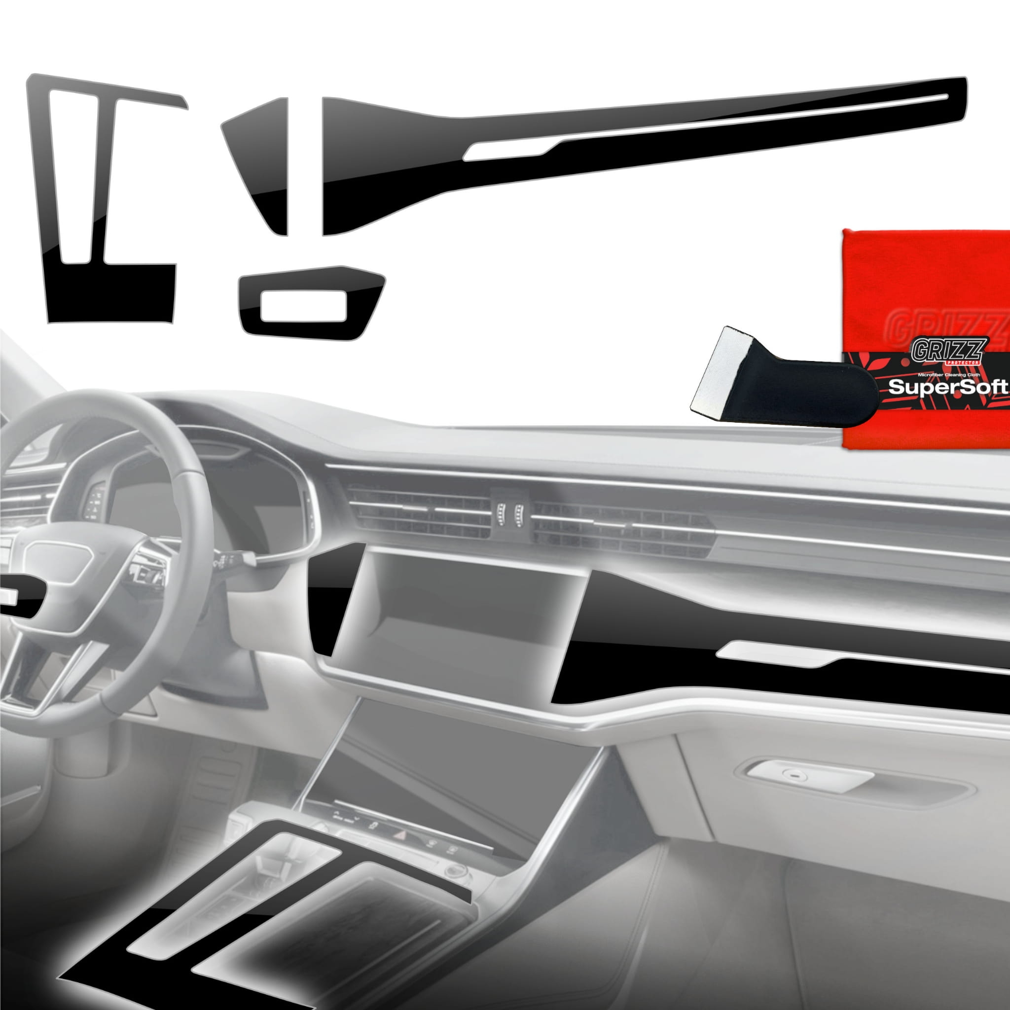 OUTLET: Folia do wnętrza Audi A6 C8 (2018-2024) Grizz Protector 4w1 Czarna Połyskująca