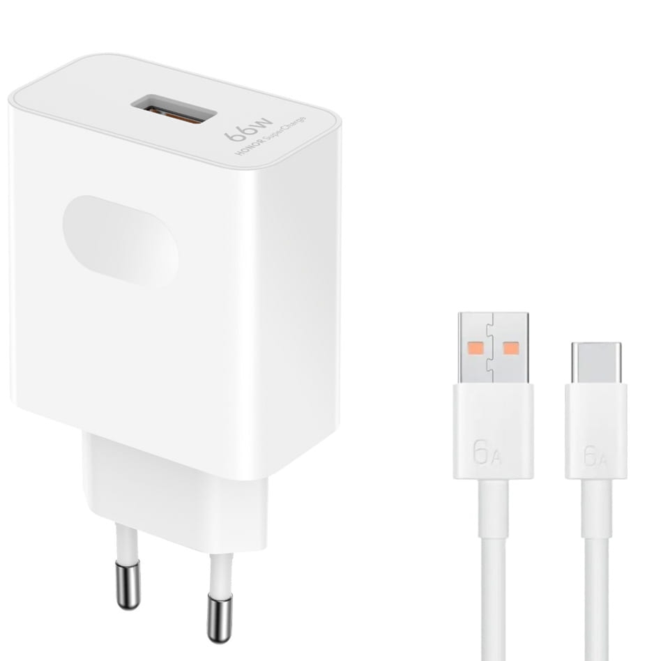 Ładowarka sieciowa USB-A 66W, Honor SuperCharge 2 + kabel USB-C, biała