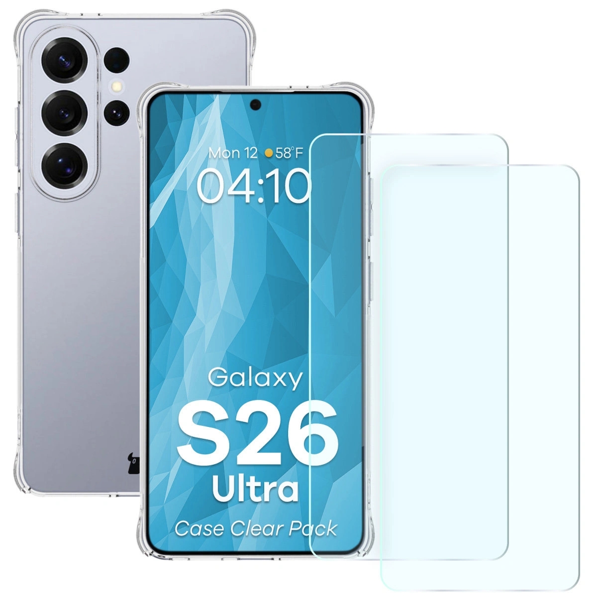 Elastyczne etui + 2x szkło hartowane Bizon Case Clear Pack do Galaxy S26 Ultra