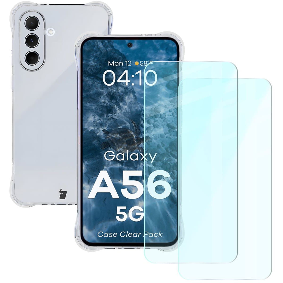 Image of Elastyczne etui + 2x szkło hartowane Bizon Case Clear Pack do Galaxy A56 5G