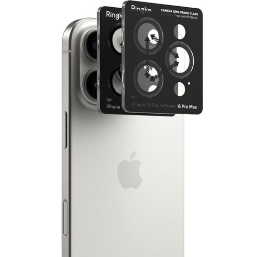 Image of Nakładki na aparat Ringke Camera Lens Frame Glass do iPhone 16 Pro / 16 Pro Max, 2-Pack, czarne