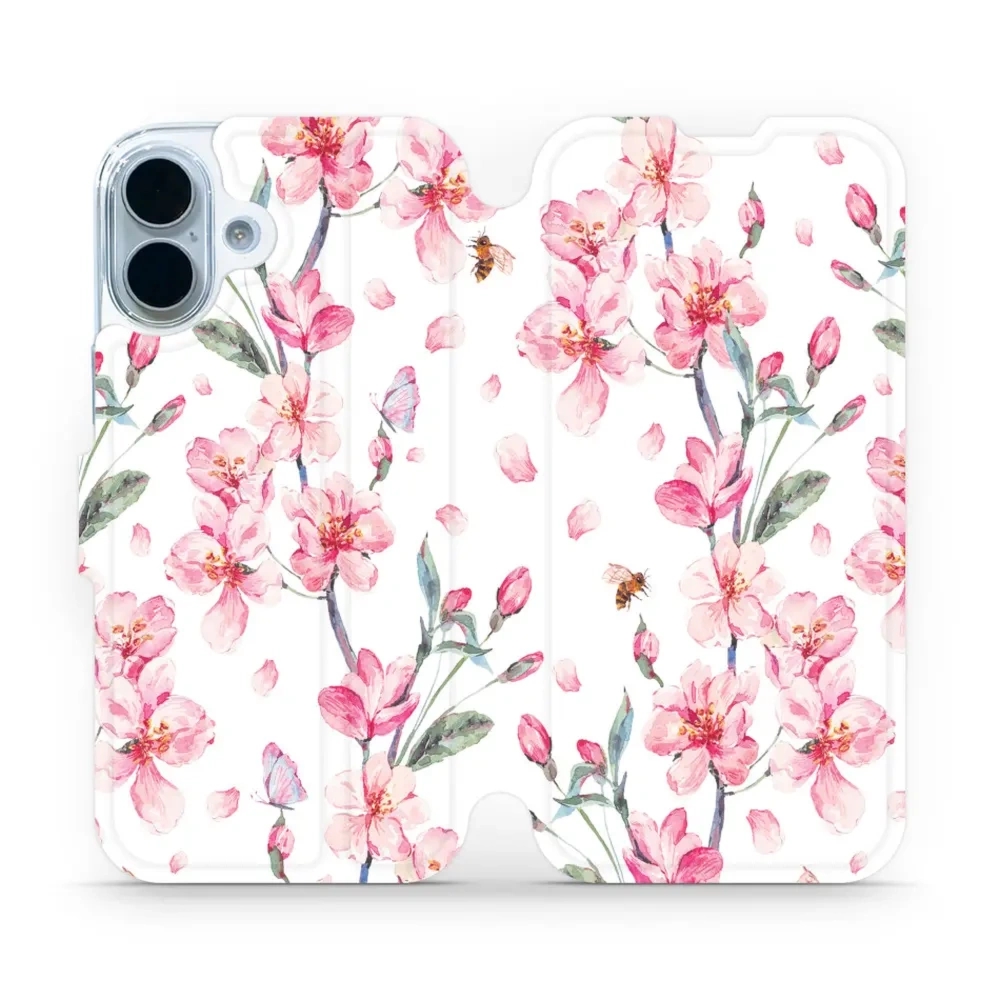 Etui z klapką do iPhone 17, Mobiwear Book, różowa wiosna