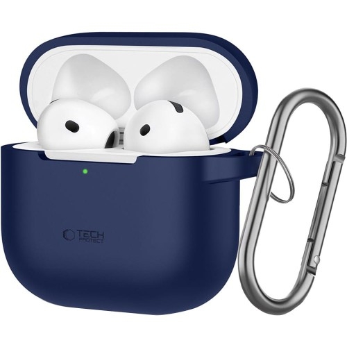 Image of Etui Tech-Protect Silicone Hook do Apple AirPods 4, granatowe