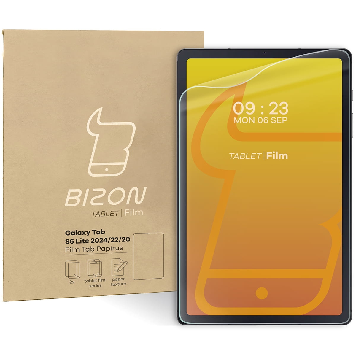 Folia imitująca papier Bizon Film Tab Papirus Duo do Galaxy Tab S6 Lite 2024/2022/2020, 2 sztuki