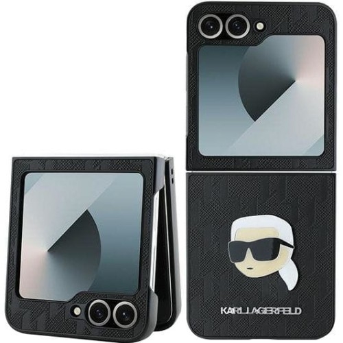 Image of Etui Karl Lagerfeld Saffiano Monogram do Galaxy Z Flip6, czarne