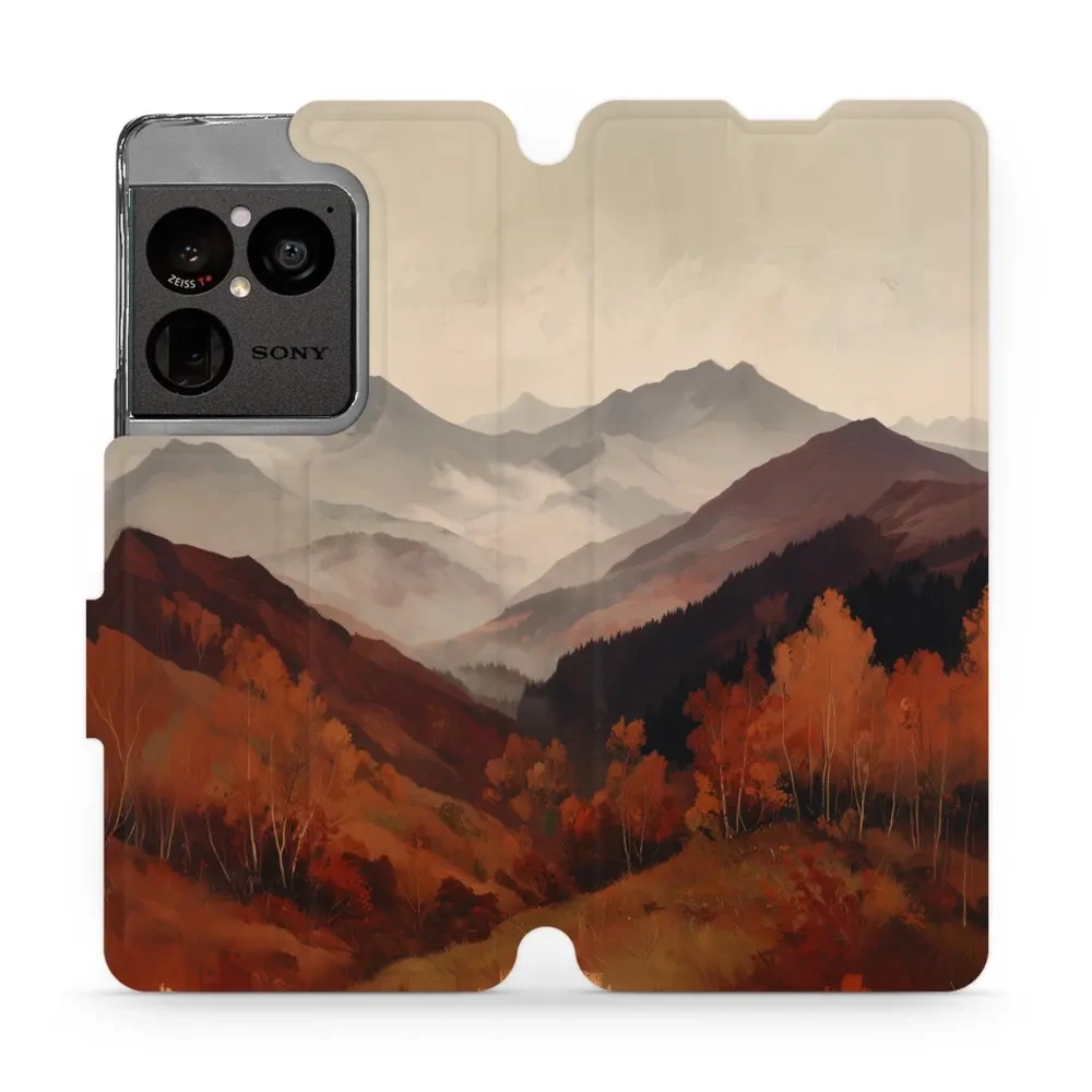 Etui z klapką do Sony Xperia 1 VIII, Mobiwear Book, mglista dolina w górach