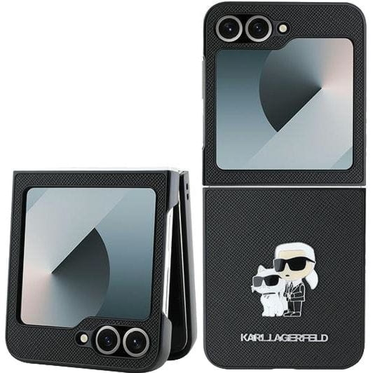 OUTLET: Etui Karl Lagerfeld Saffiano Metal Pin do Galaxy Z Flip7 FE / Z Flip6, czarne