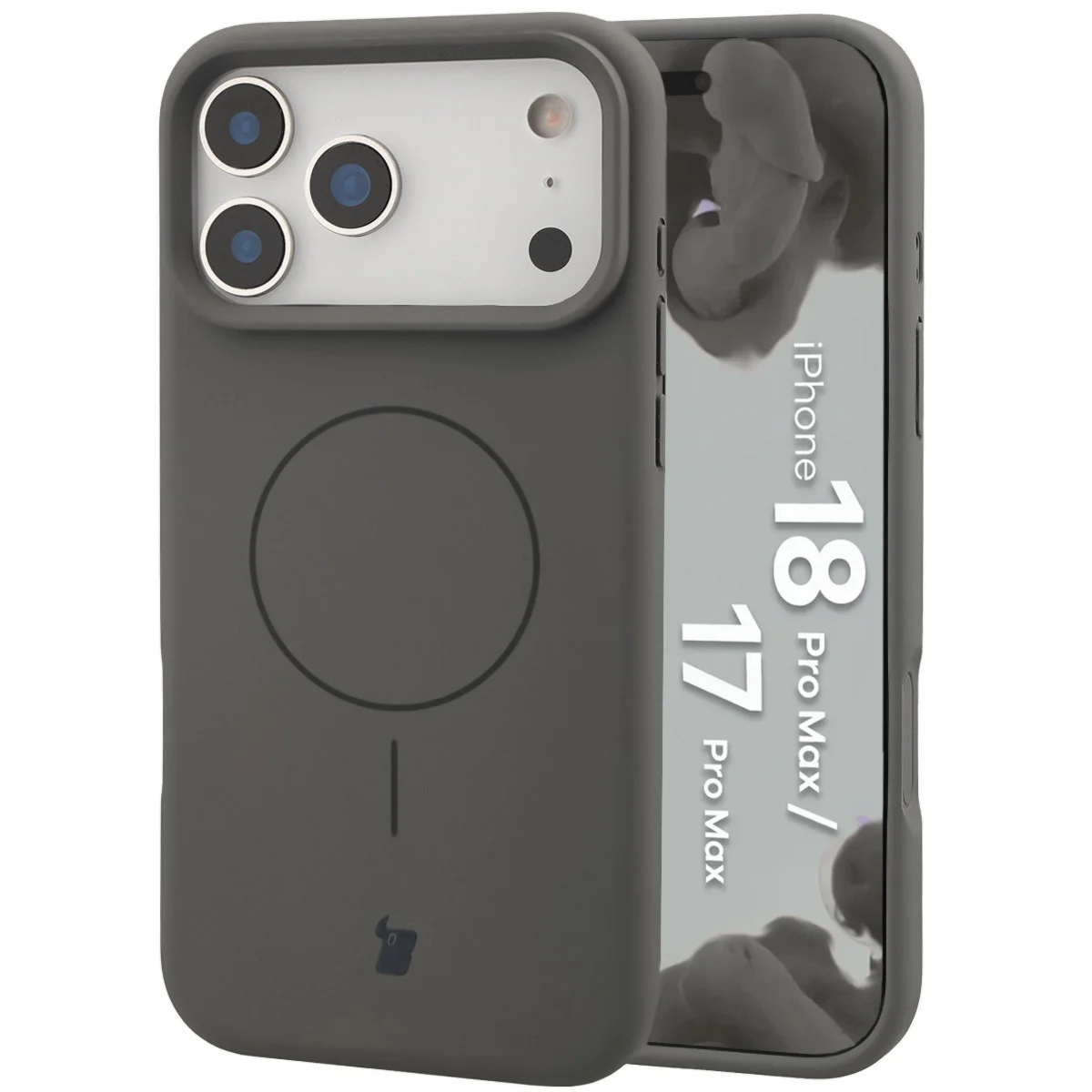 Silikonowe etui z pierścieniem magnetycznym Bizon Soft Case Magnetic do iPhone 18 Pro Max / 17 Pro Max, grafitowe