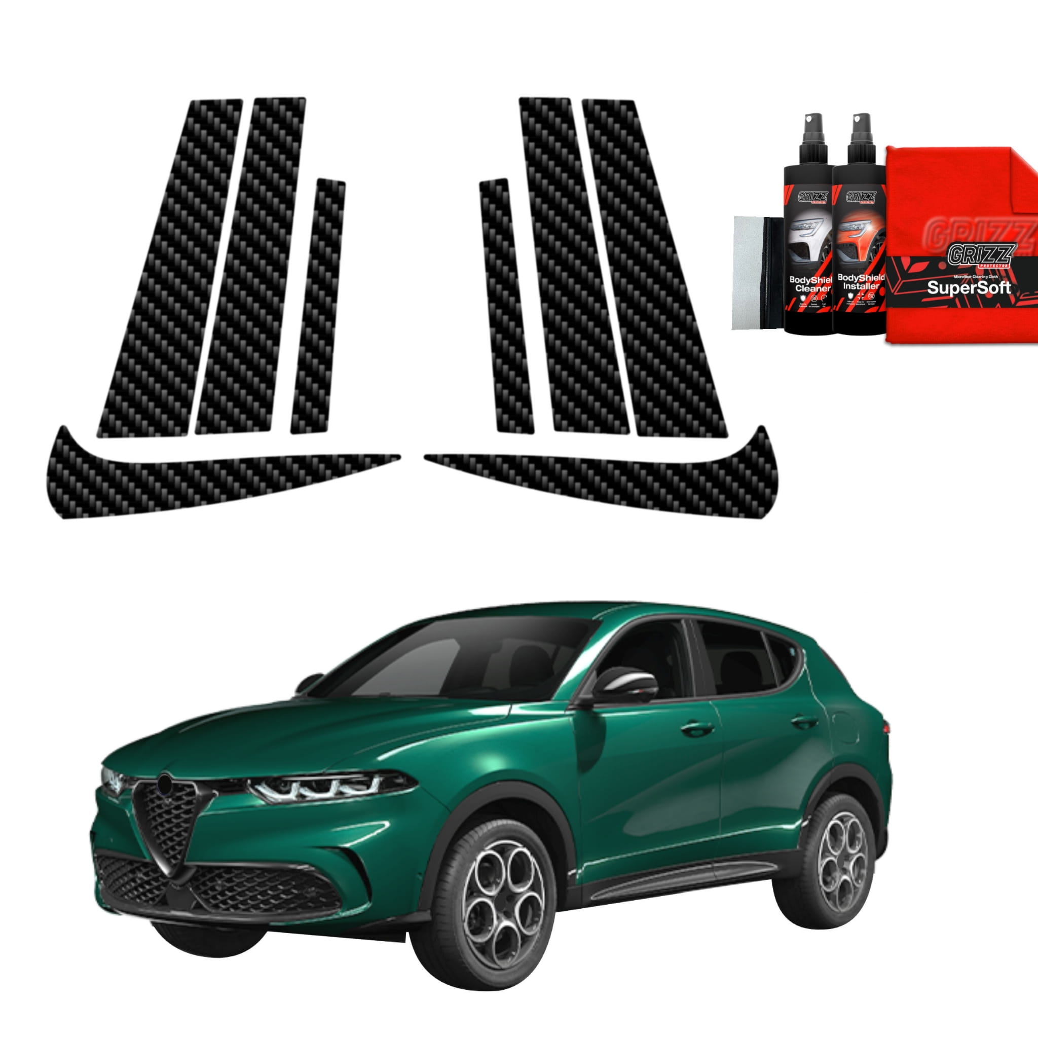 8w1 Folia karbonowa Grizz Protector na słupki do Alfa Romeo Tonale (2022-2026)
