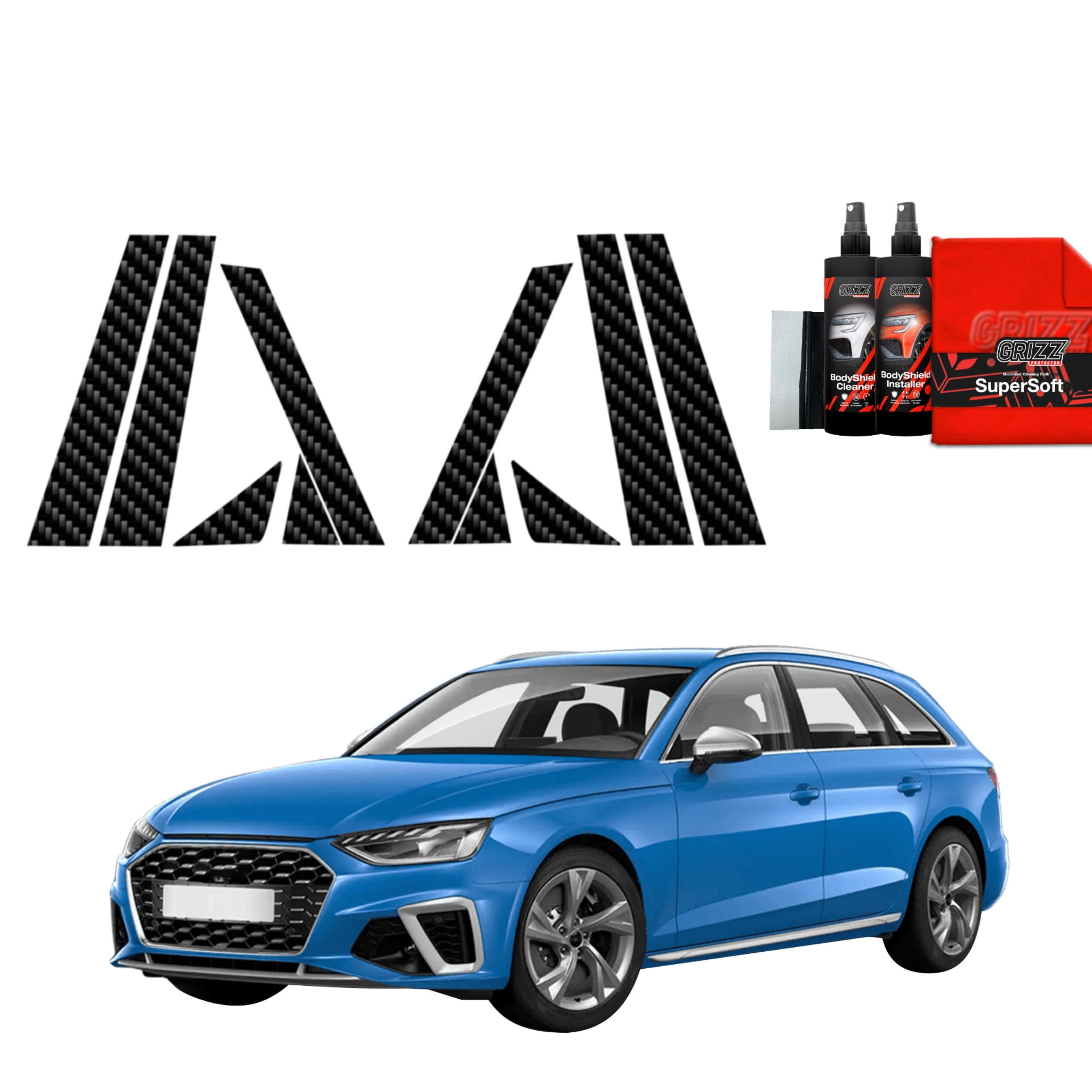 10w1 Folia karbonowa Grizz Protector na słupki do Audi A4 Avant (2019-2024)