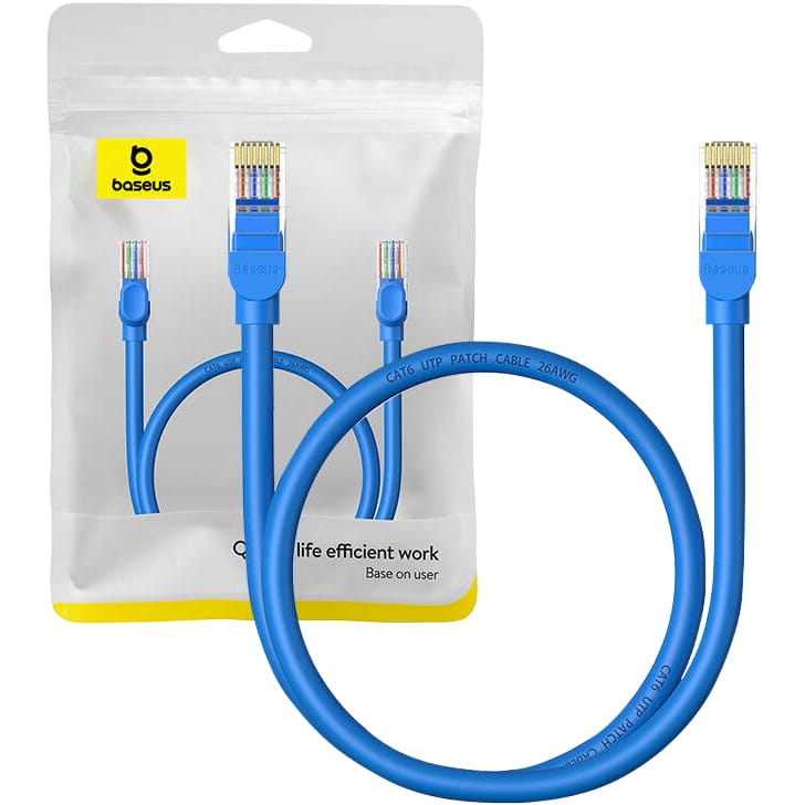 Image of Kabel sieciowy Ethernet Baseus High Speed Cat6 RJ-45, 1000Mbps, 0.5m, niebieski