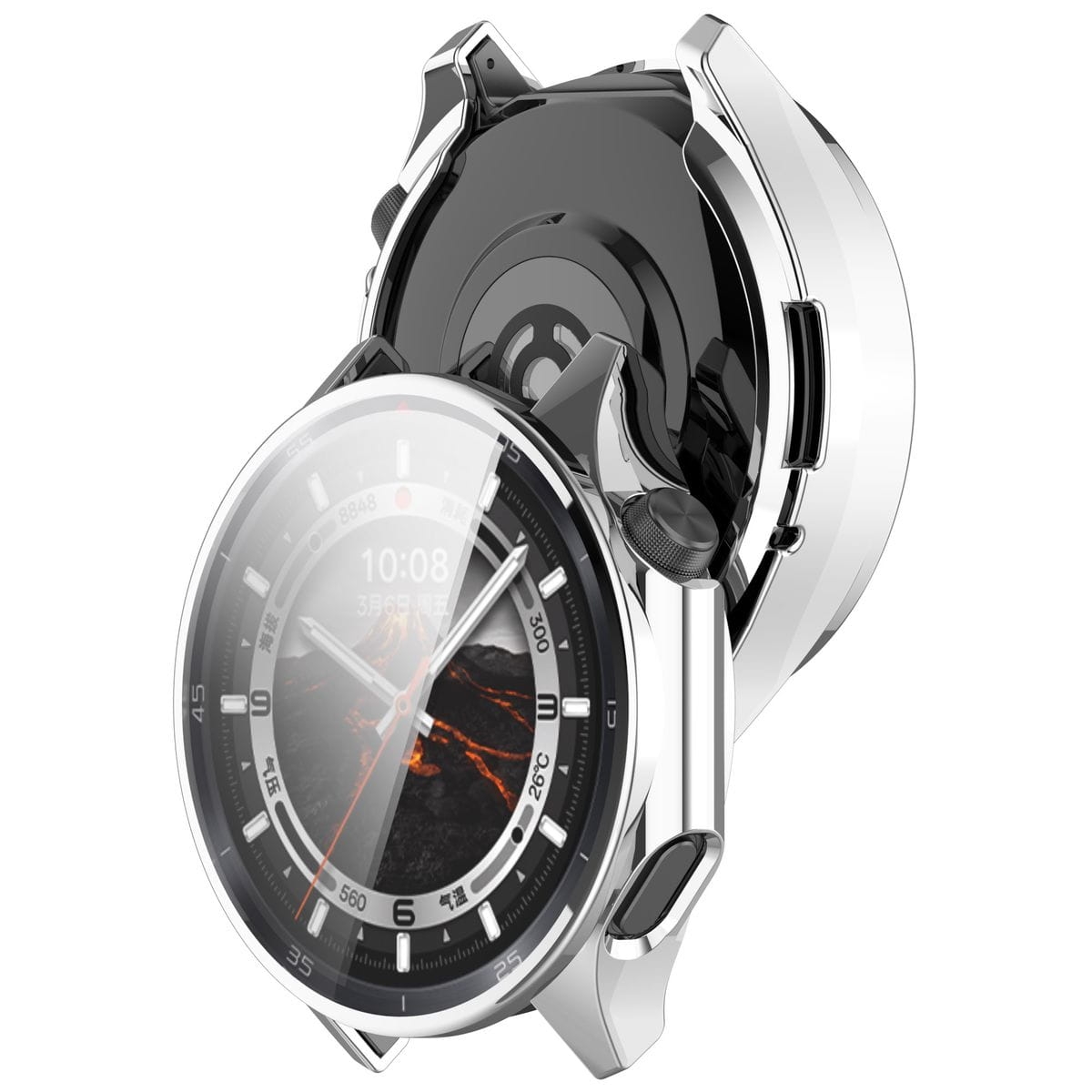 Image of Etui z osłoną ekranu Bizon Case Watch Felipe do OnePlus Watch 3 / Oppo Watch X2, srebrne