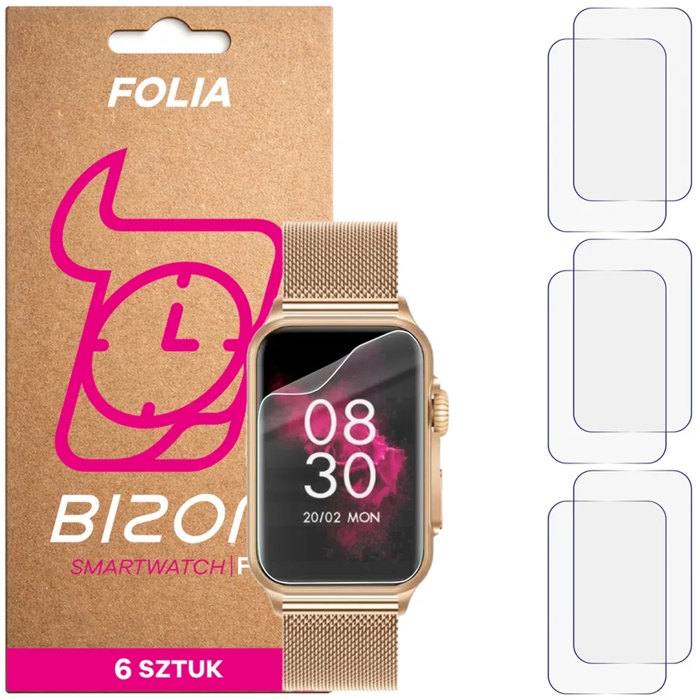 Folia ochronna na ekran zegarka Bizon Watch Film HydroFlex do Vess GE-50, 6 sztuk