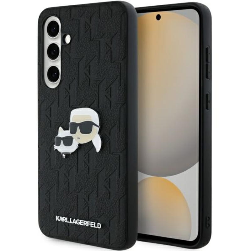 OUTLET: Etui Karl Lagerfeld HardCase Monogram Karl and Choupette Head Pin do Galaxy S24 FE, czarne