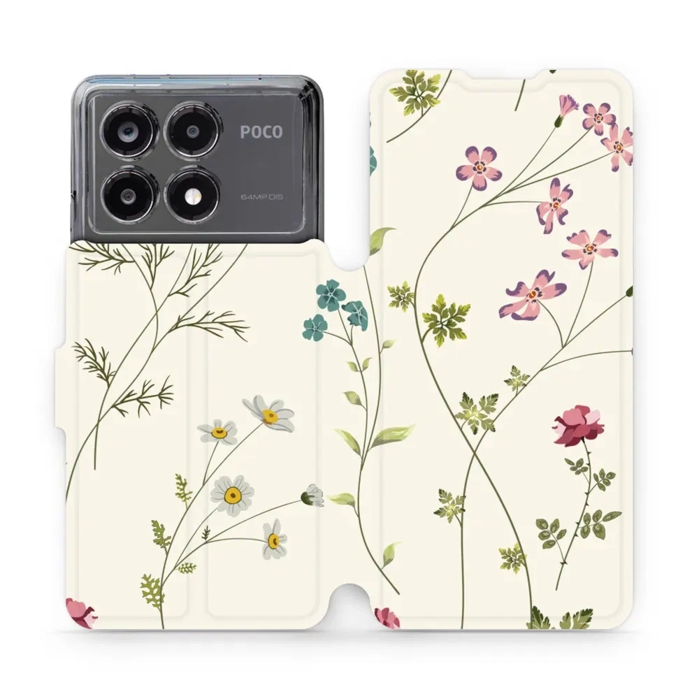 Etui z klapką do Xiaomi POCO X6 Pro, Mobiwear Book, polne kwiaty