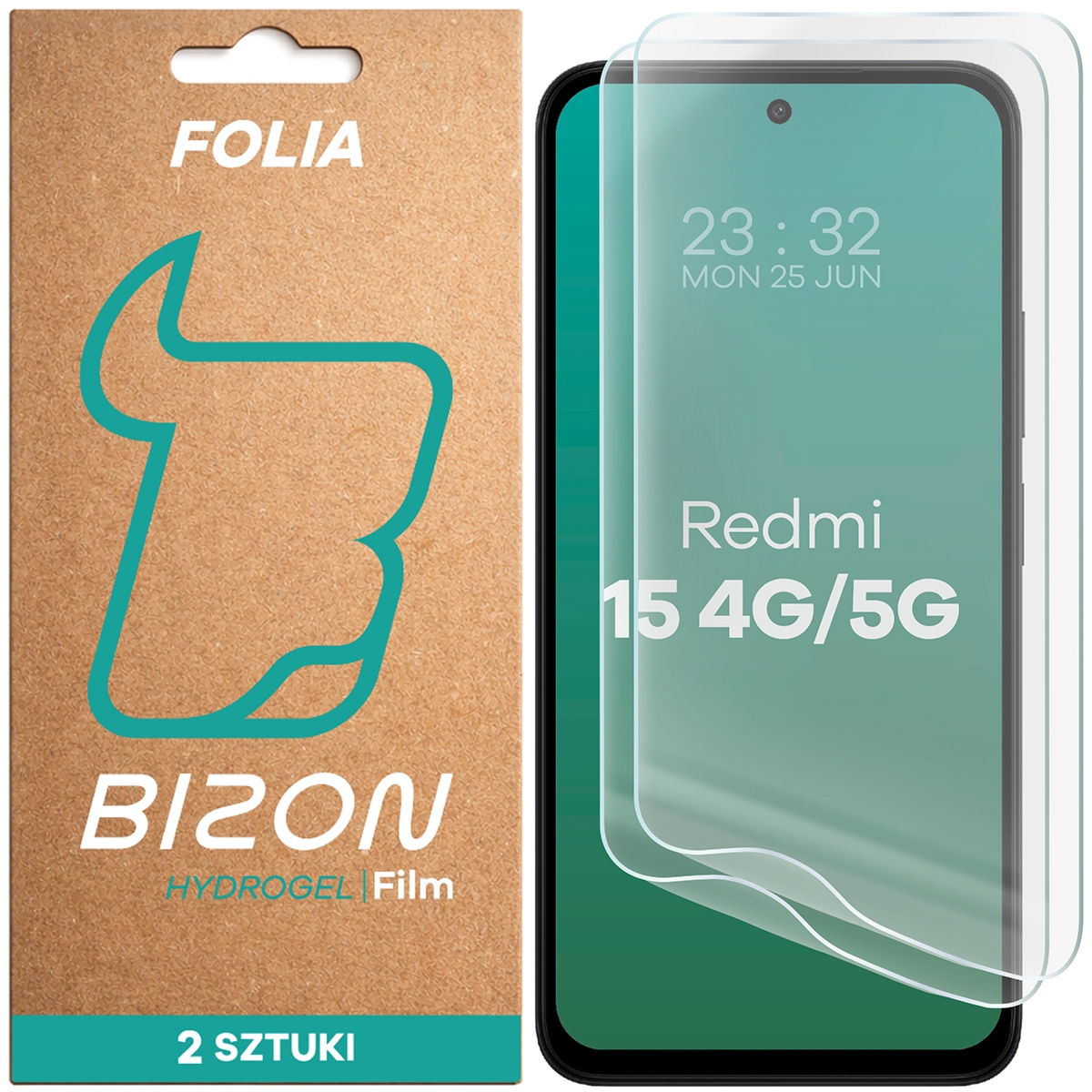 Folia hydrożelowa na ekran Bizon Film Hydrogel Front Duo do Xiaomi Redmi 15 4G / 5G, 2 sztuki