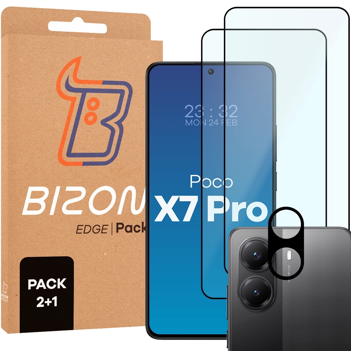 Image of 2x Szkło + szybka na aparat Bizon Edge 2 Pack do Xiaomi POCO X7 Pro