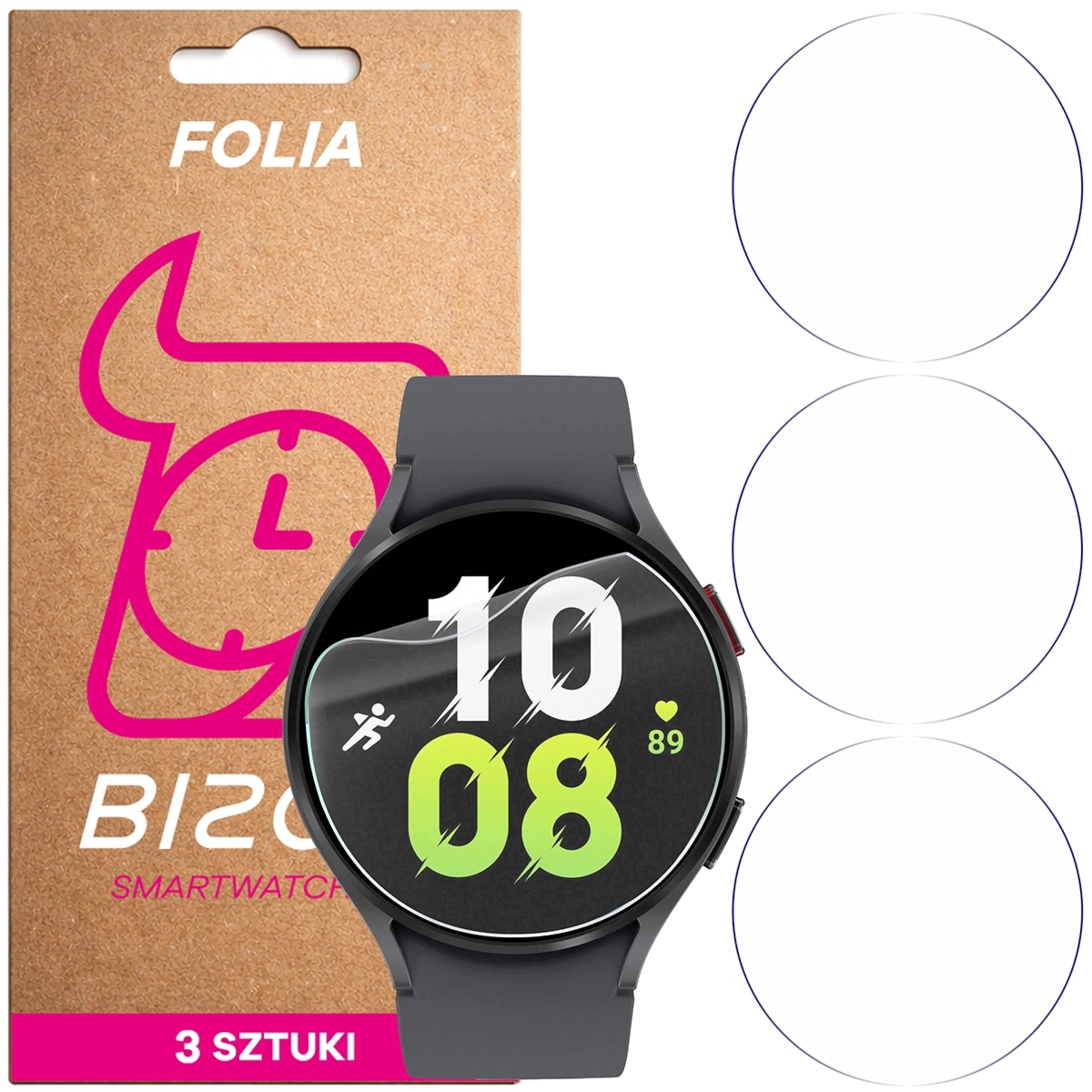 Folia ochronna na ekran zegarka Bizon Watch Film HydroFlex do Galaxy Watch 5 44mm, 3 sztuki