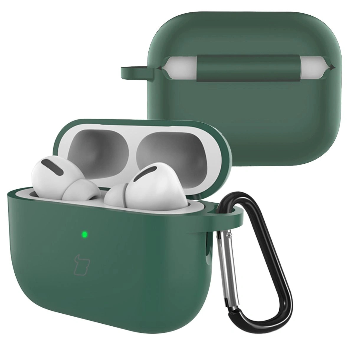 Silikonowe etui z karabińczykiem Bizon Case Headphone Silicone do AirPods Pro 3, ciemnozielone