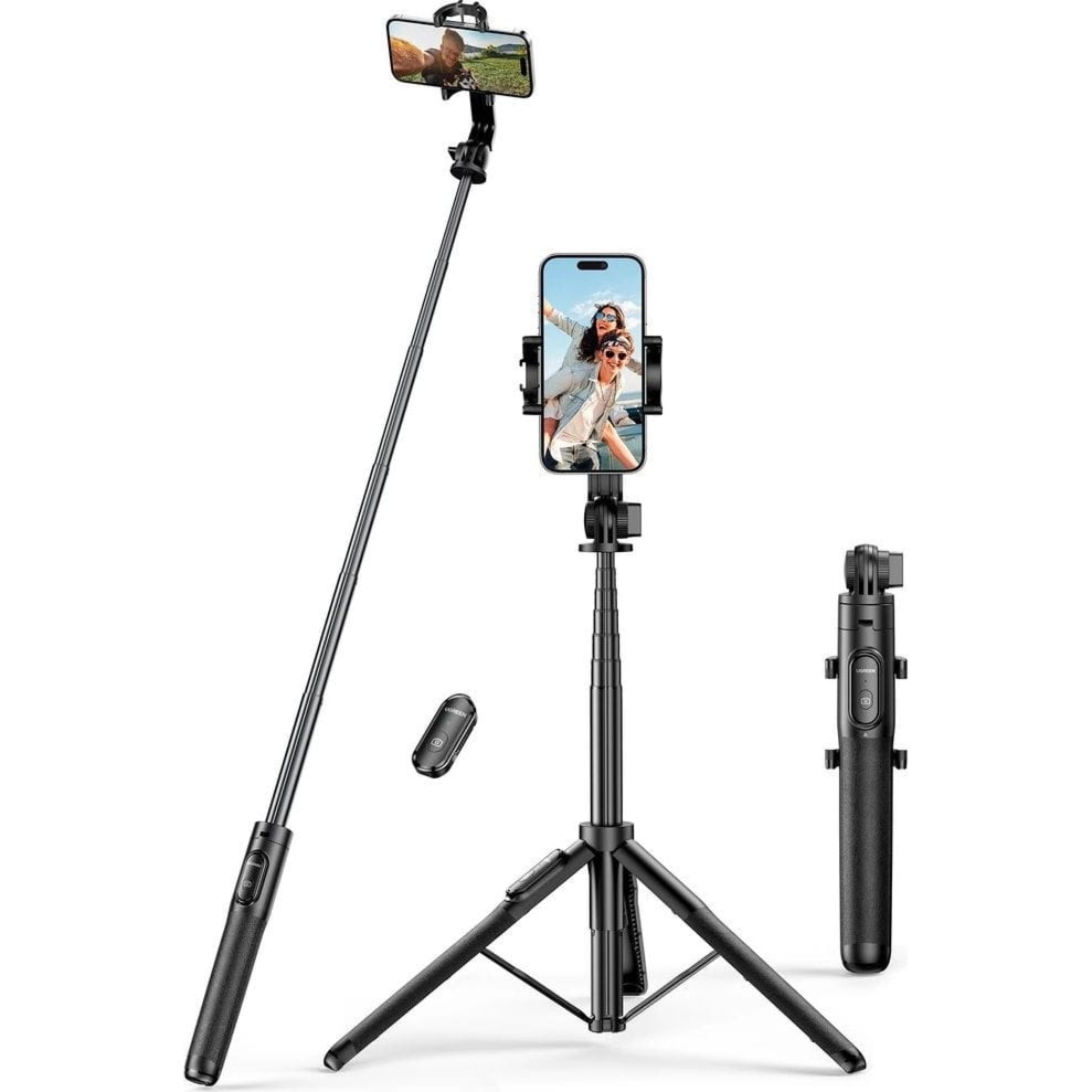 Uchwyt, kijek, statyw z pilotem Ugreen LP586 Selfie Stick Tripod Bluetooth z adapterem 1/4″, 1,6m, czarny