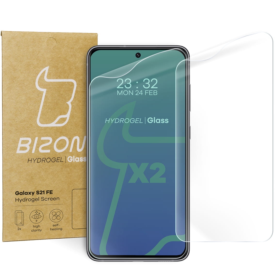 Folia hydrożelowa na ekran Bizon Film Hydrogel Front Duo do Galaxy S21 FE, 2 sztuki