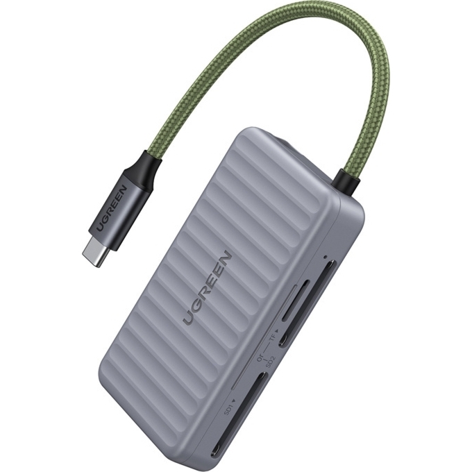 Czytnik kart pamięci USB-C Ugreen CM868 2×SD 1×TF 170 MB/s, szary