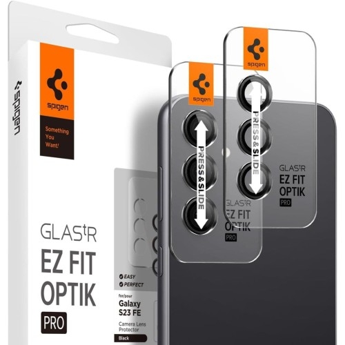 Image of Szkło na aparat Spigen Glas.tR Ez Fit Optik Pro 2-Pack do Galaxy S23 FE, czarne