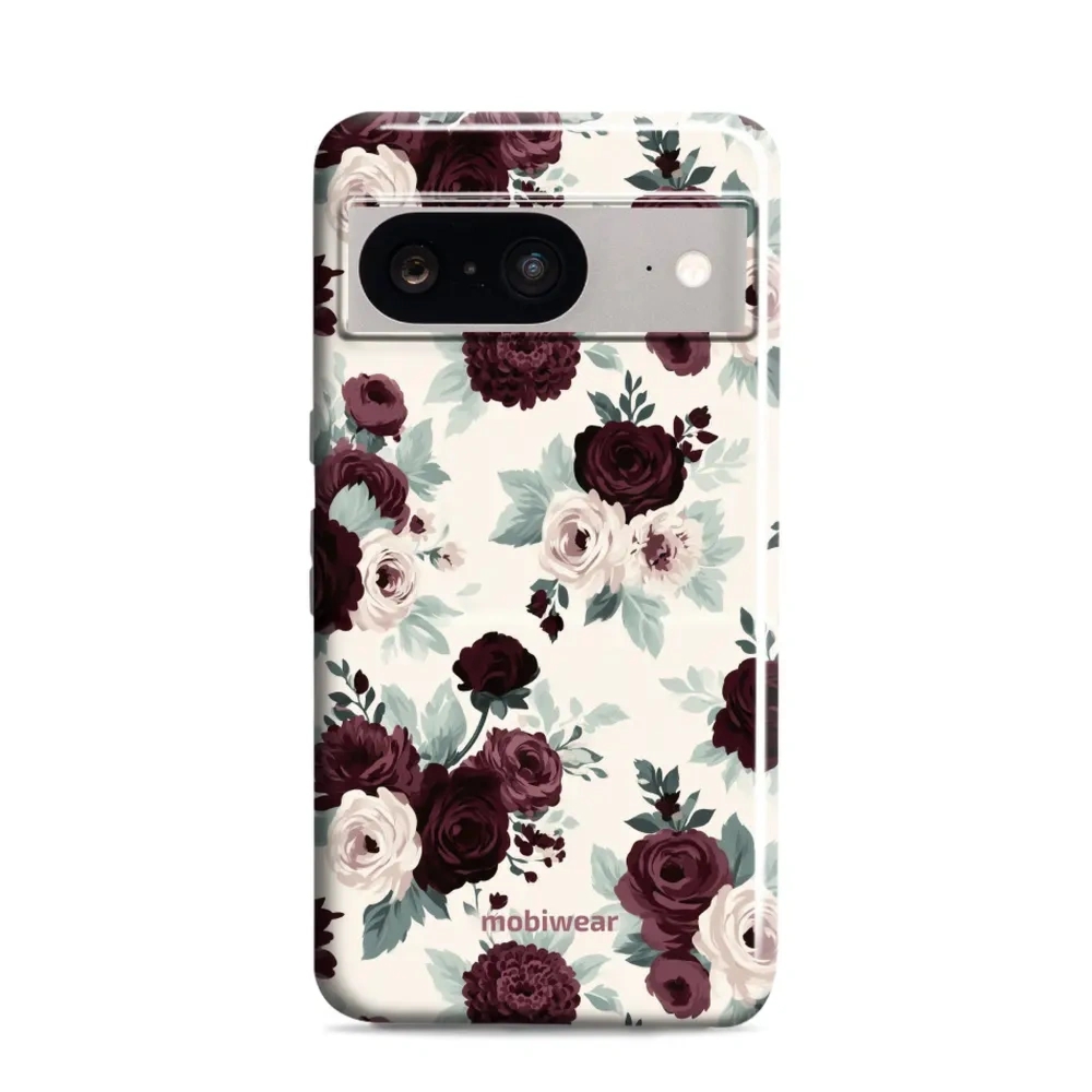 Etui ochronne do Google Pixel 8, Mobiwear Elite Pro, róże z szałwią na kremie