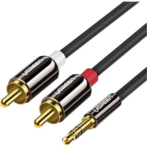Image of Kabel audio Ugreen 3,5mm mini jack (typ męski) - 2RCA, 2m, czarny