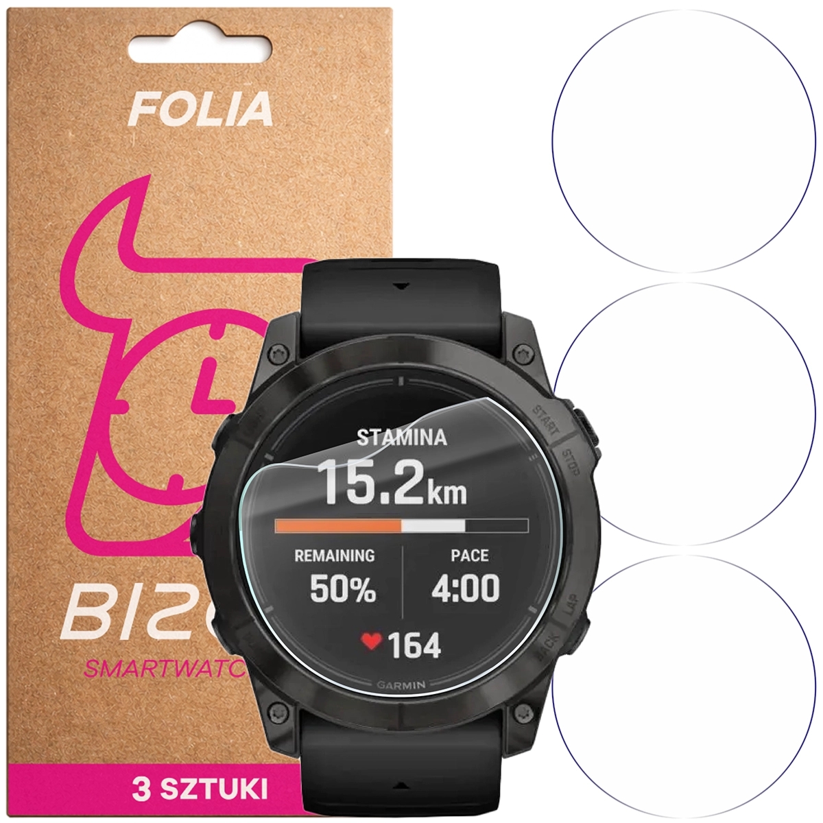 Folia ochronna na ekran zegarka Bizon Watch Film HydroFlex do Garmin Epix Pro 2 gen. 47 mm, 3 sztuki