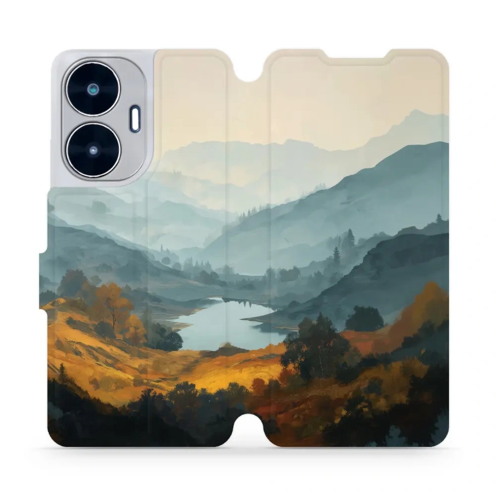 Etui z klapką do realme C55, Mobiwear Book, jezioro w dolinie