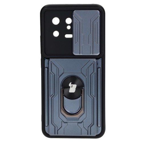 Image of Etui Bizon Case Camshield Card Slot Ring do Xiaomi 13, szare