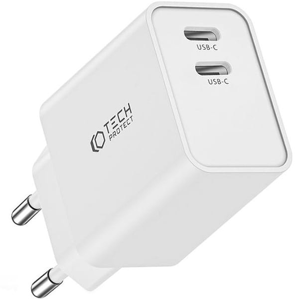 Image of Ładowarka sieciowa Tech-Protect C35W 2-PORT Network PD 35W USB-C, biała