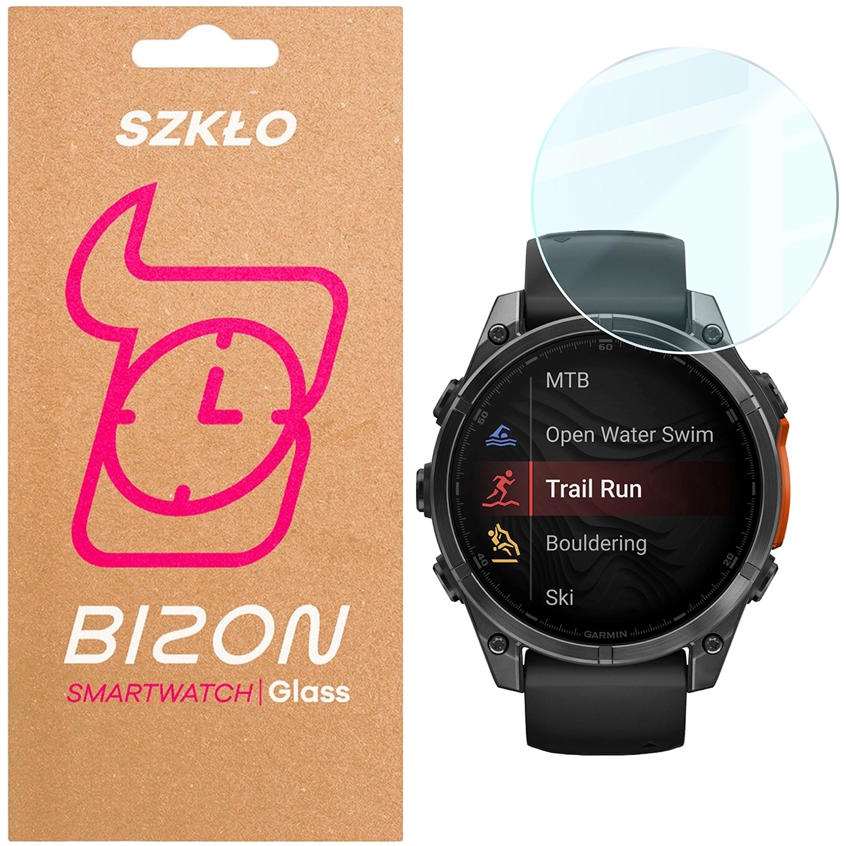 Image of Szkło hartowane na ekran Bizon Glass Watch Clear do Garmin Tactix 8 AMOLED 47 mm