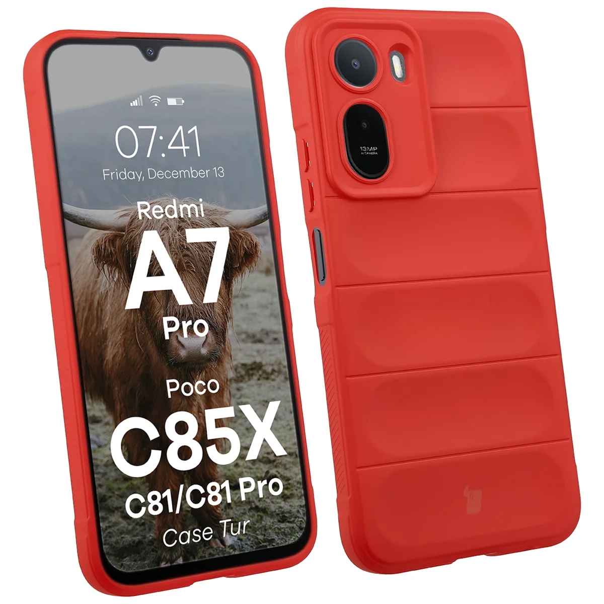 Pancerne etui Bizon Case Tur do Xiaomi Redmi A7 Pro / POCO C85X / C81 / C81 Pro, czerwone